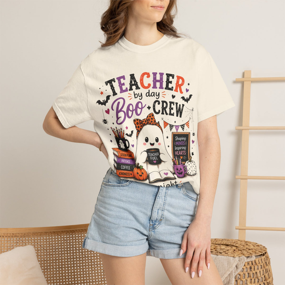 Teacher by Day Boo Crew T-Shirt — Halloween Teacher Tee
