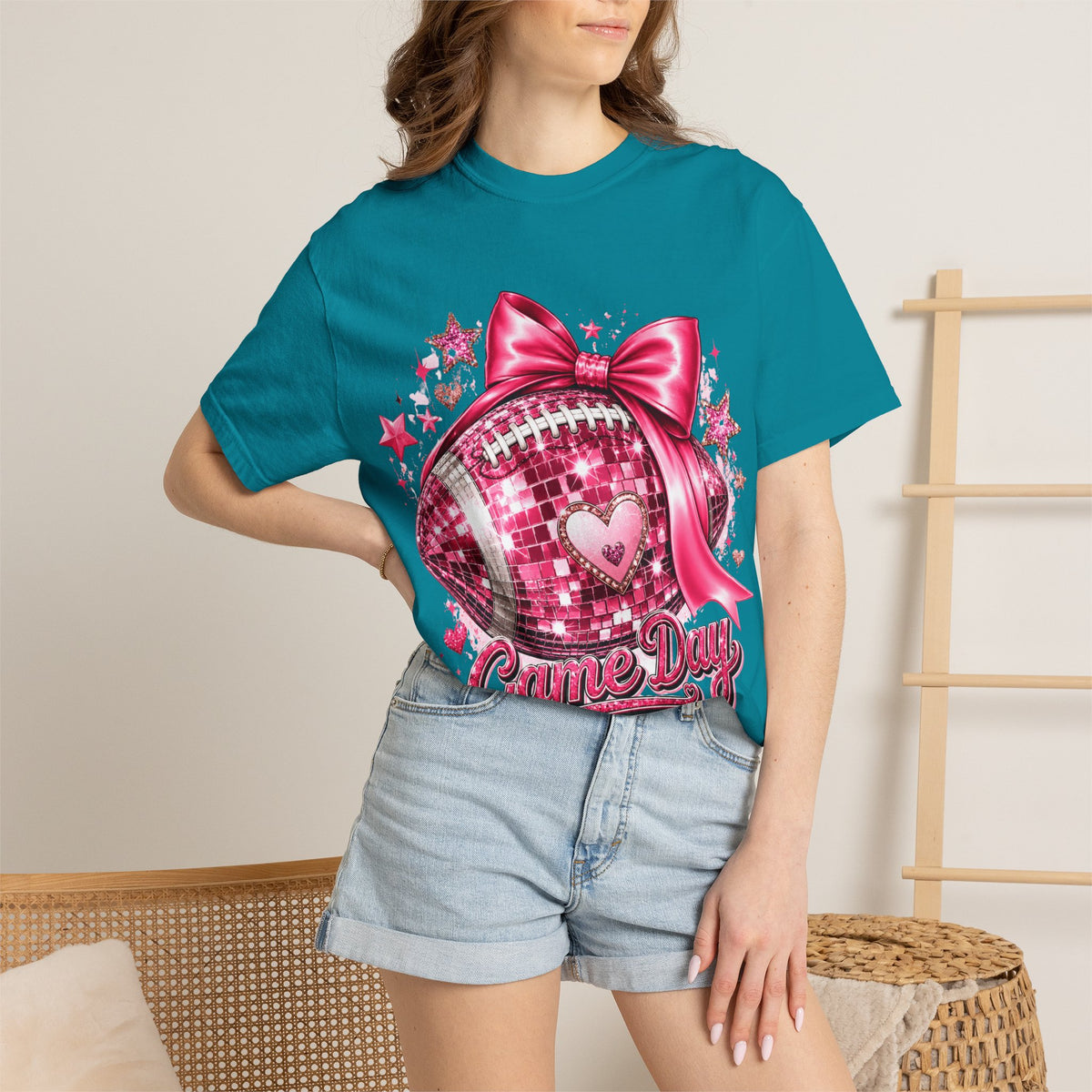 Game Day Pink Football T-Shirt — Sparkle Bow 'Game Day' Tee