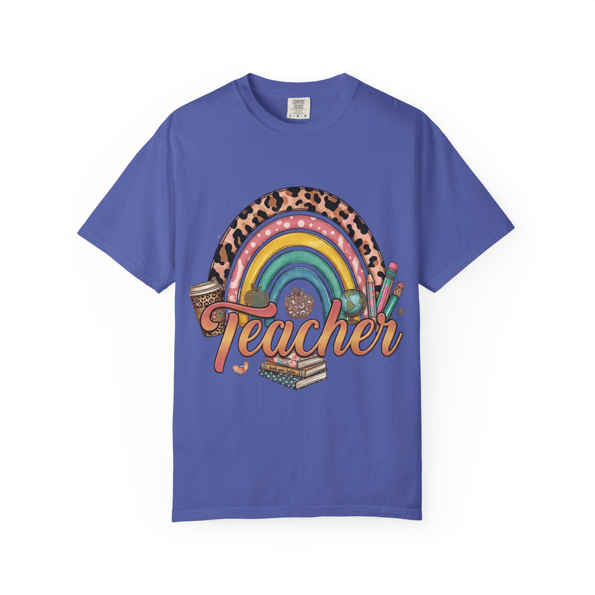 Teacher Rainbow Leopard Graphic T-Shirt — Cute Back-to-School Gift for Educators