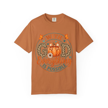 "With God Everything Is Possible" Pumpkin Fall T-Shirt