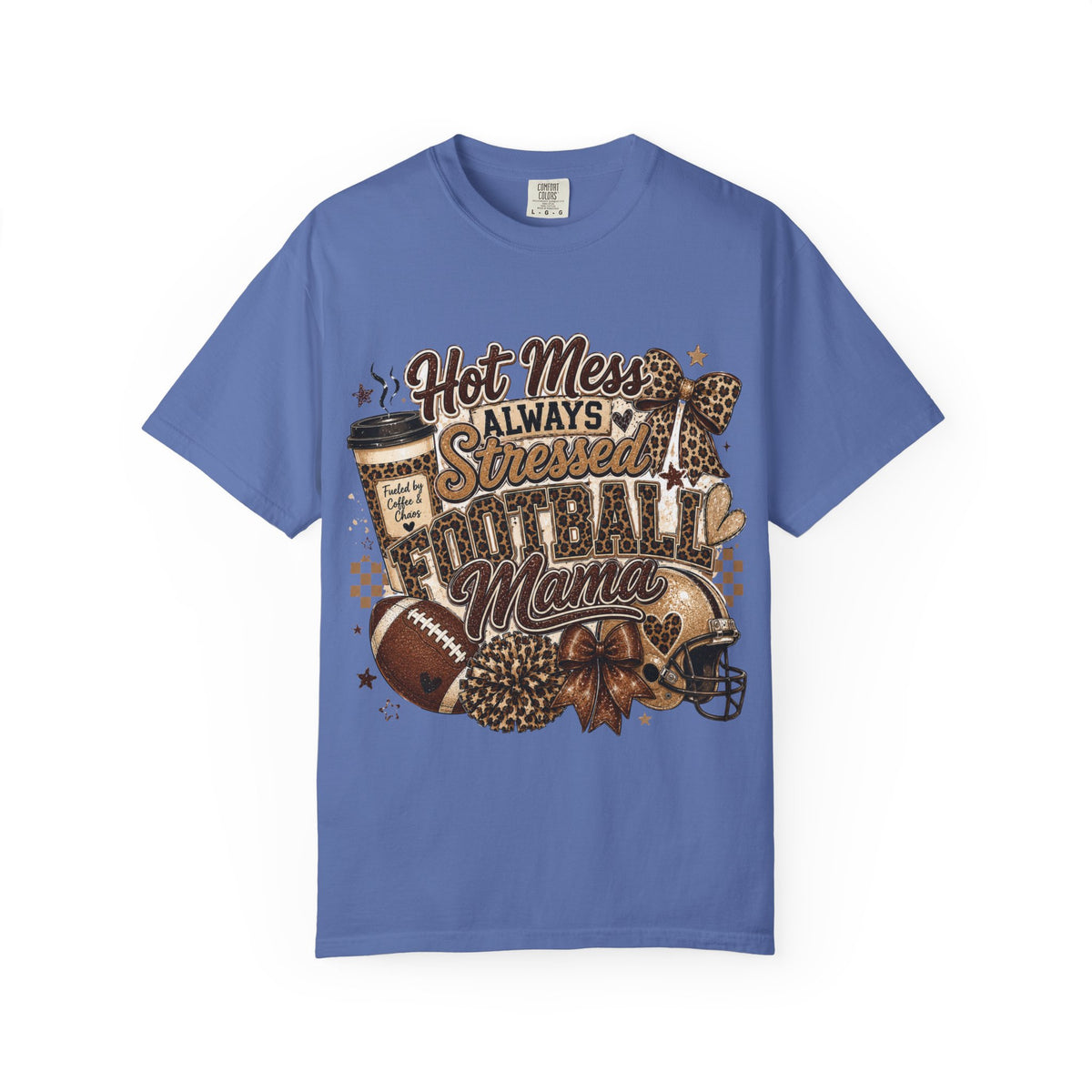 Football Mama T-Shirt – "Hot Mess Always Stressed" Graphic Tee for Cheerful Game Day Moms