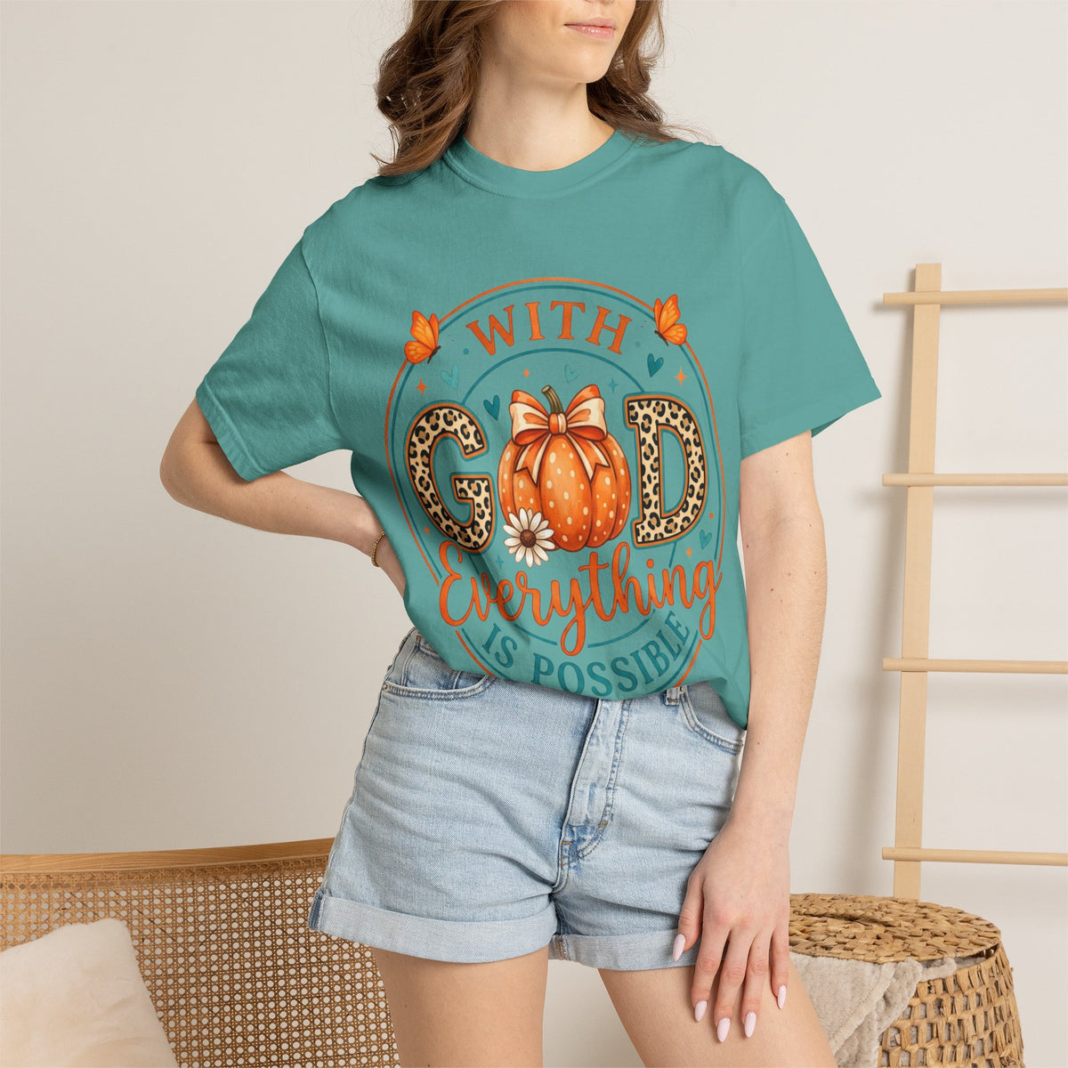 "With God Everything Is Possible" Pumpkin Fall T-Shirt