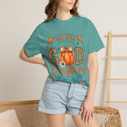 "With God Everything Is Possible" Pumpkin Fall T-Shirt