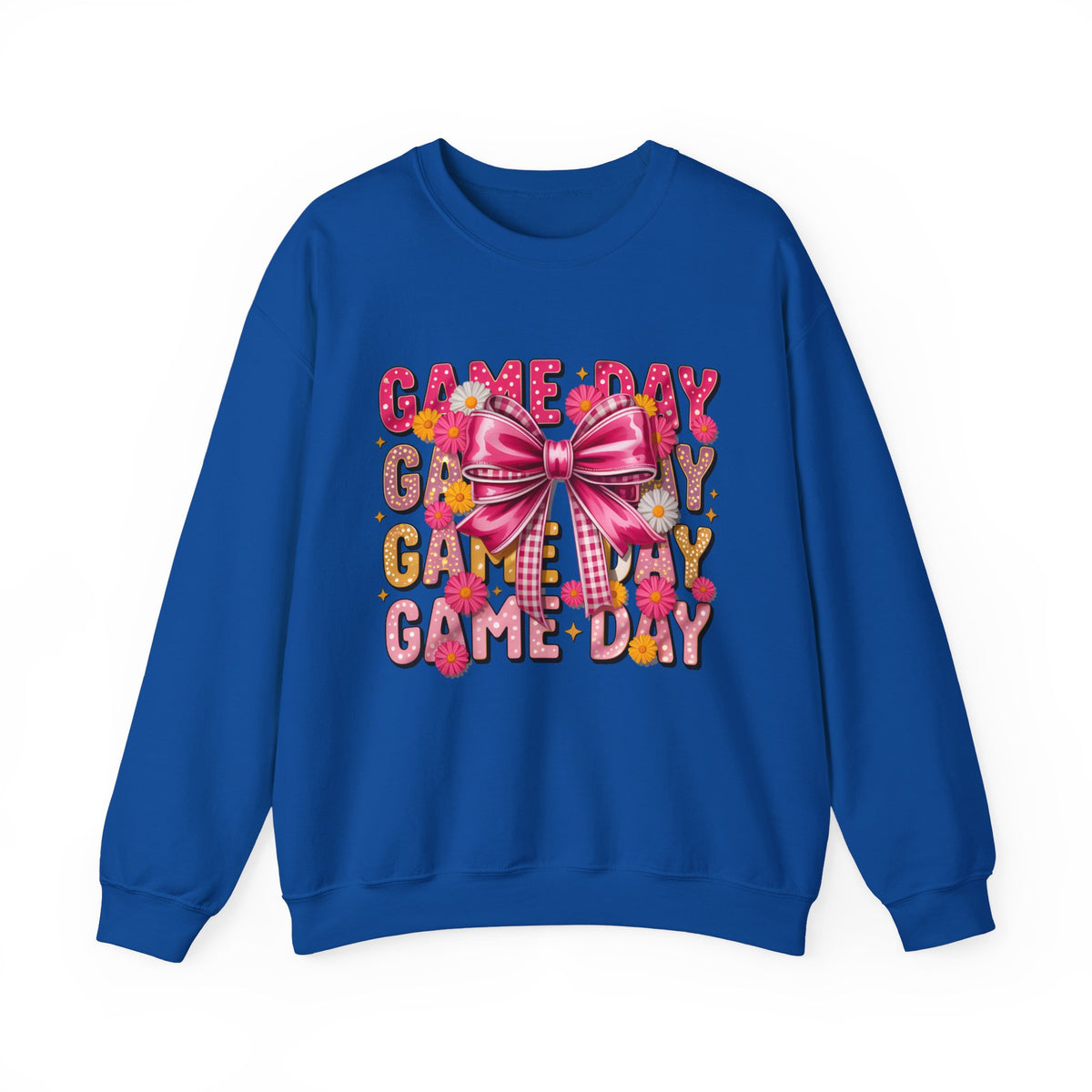 Game Day Bow Sweatshirt — Pink Cheer Graphic Crewneck
