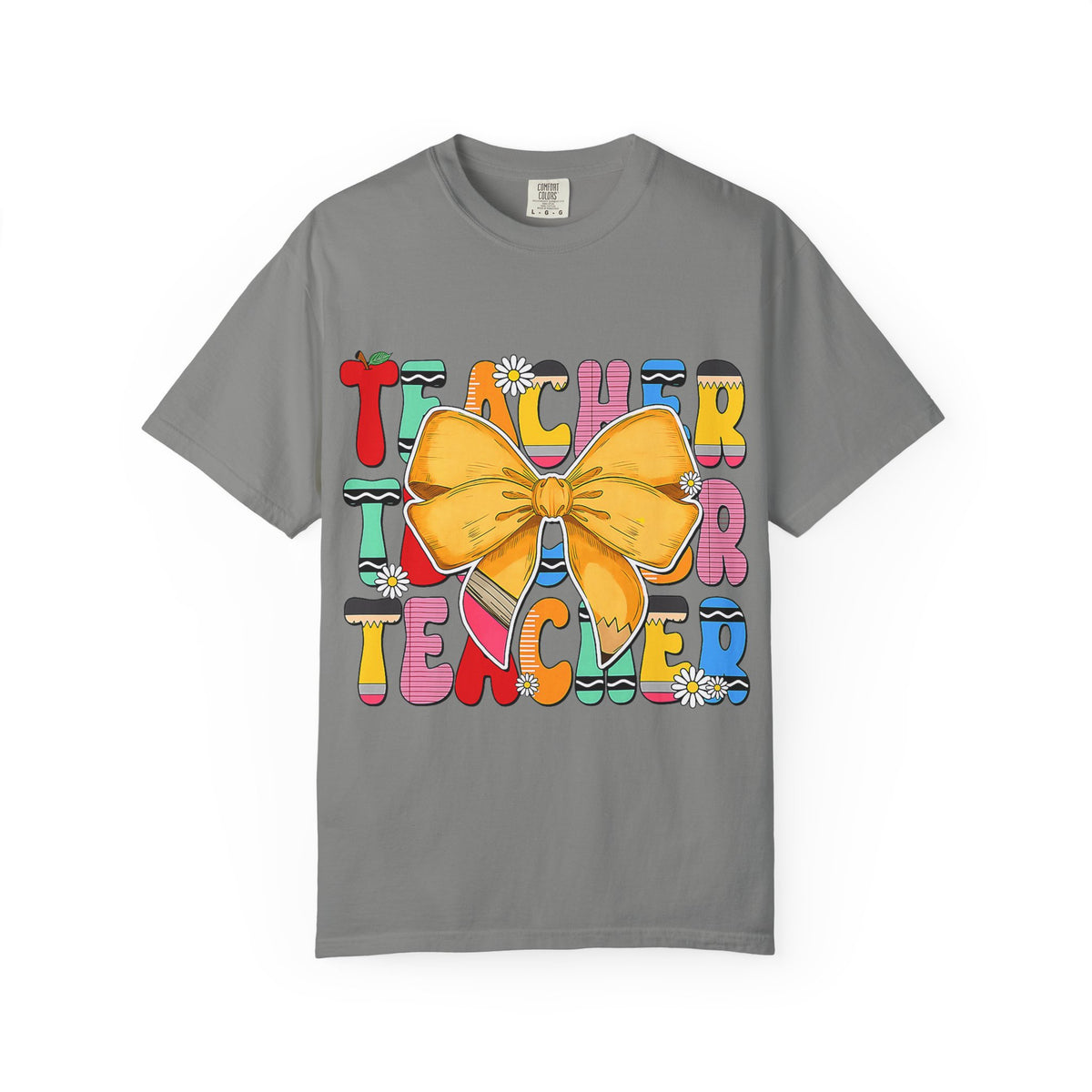 Teacher Bow T-Shirt — Colorful Retro Teacher Appreciation Tee