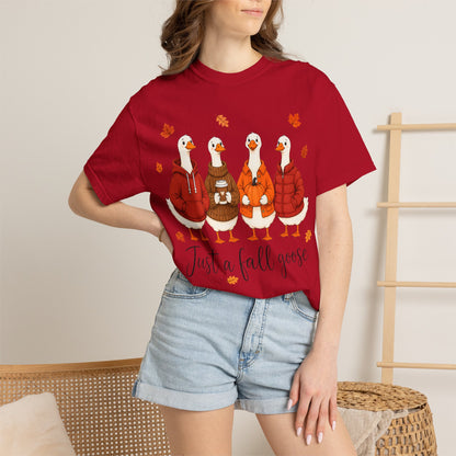 Fall Geese Tee – “Just a Fall Goose” Cute Autumn Goose Graphic T-Shirt