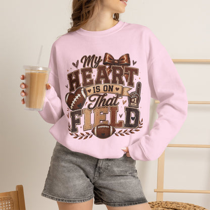 Football Mom Sweatshirt - "My Heart Is On That Field" Crewneck