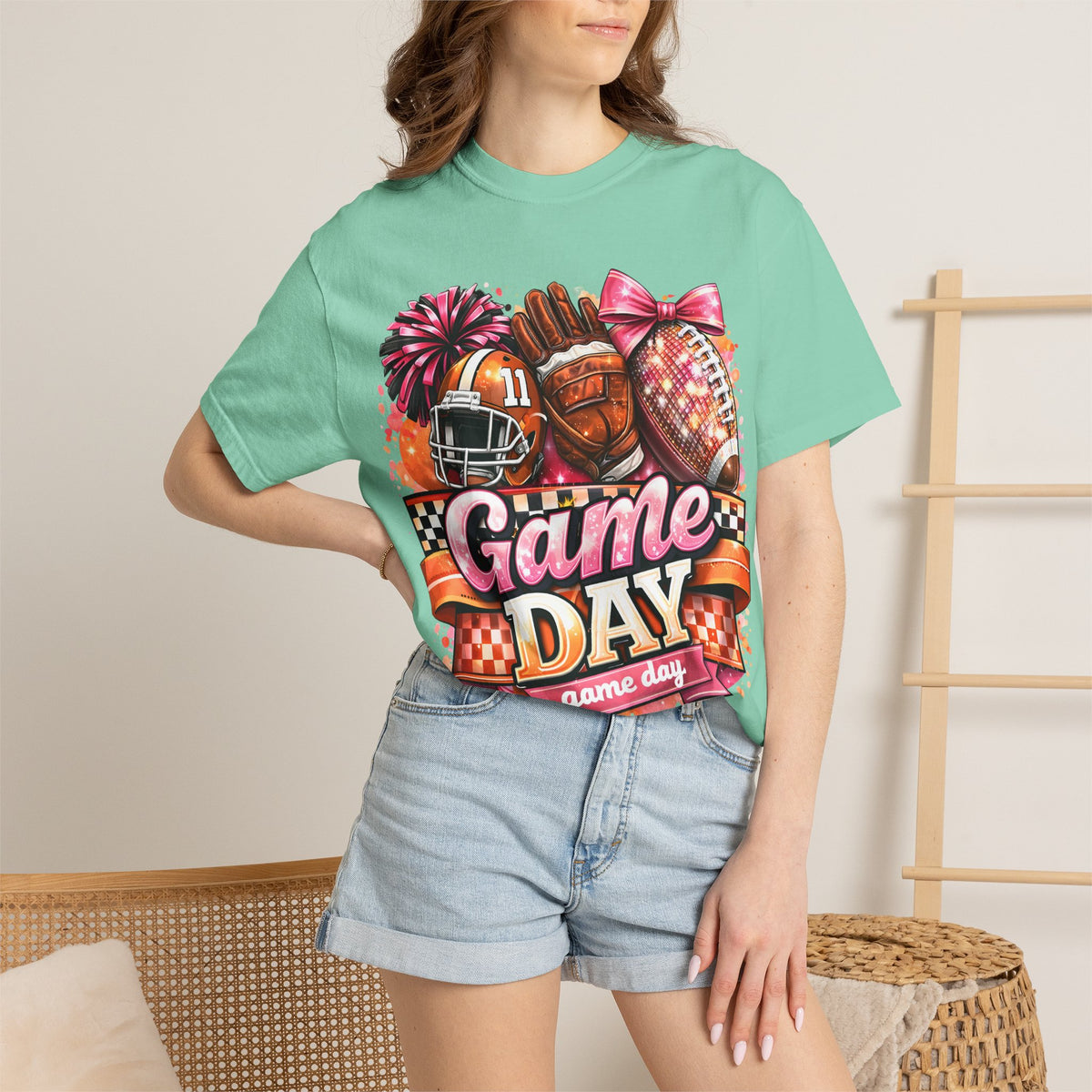 Game Day Football Tee — Cheerleader & Pom Pom Sports Shirt