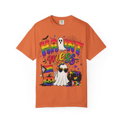 Haunt Mess Pride Halloween T-Shirt — Rainbow Ghost Graphic Tee