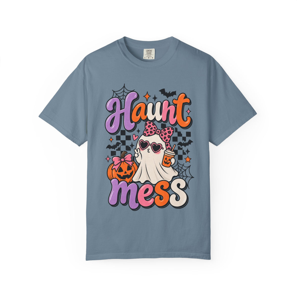 Haunt Mess Halloween T-Shirt — Cute Ghost, Pumpkin & Candy Design