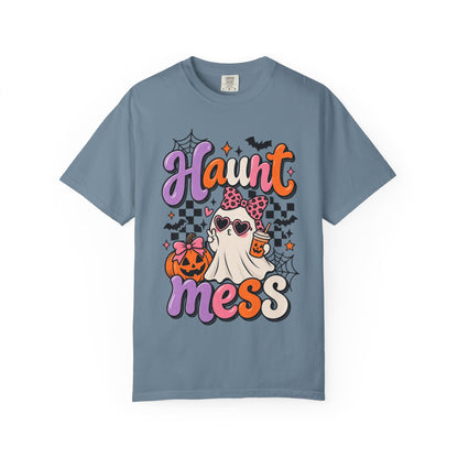 Haunt Mess Halloween T-Shirt — Cute Ghost, Pumpkin & Candy Design