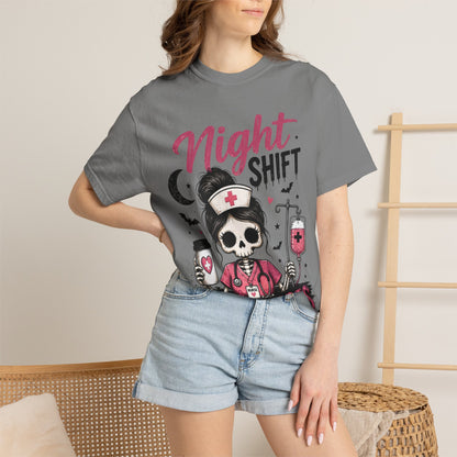 Night Shift Nightmares T-Shirt — Nurse Skull Horror Medical Staff Tee