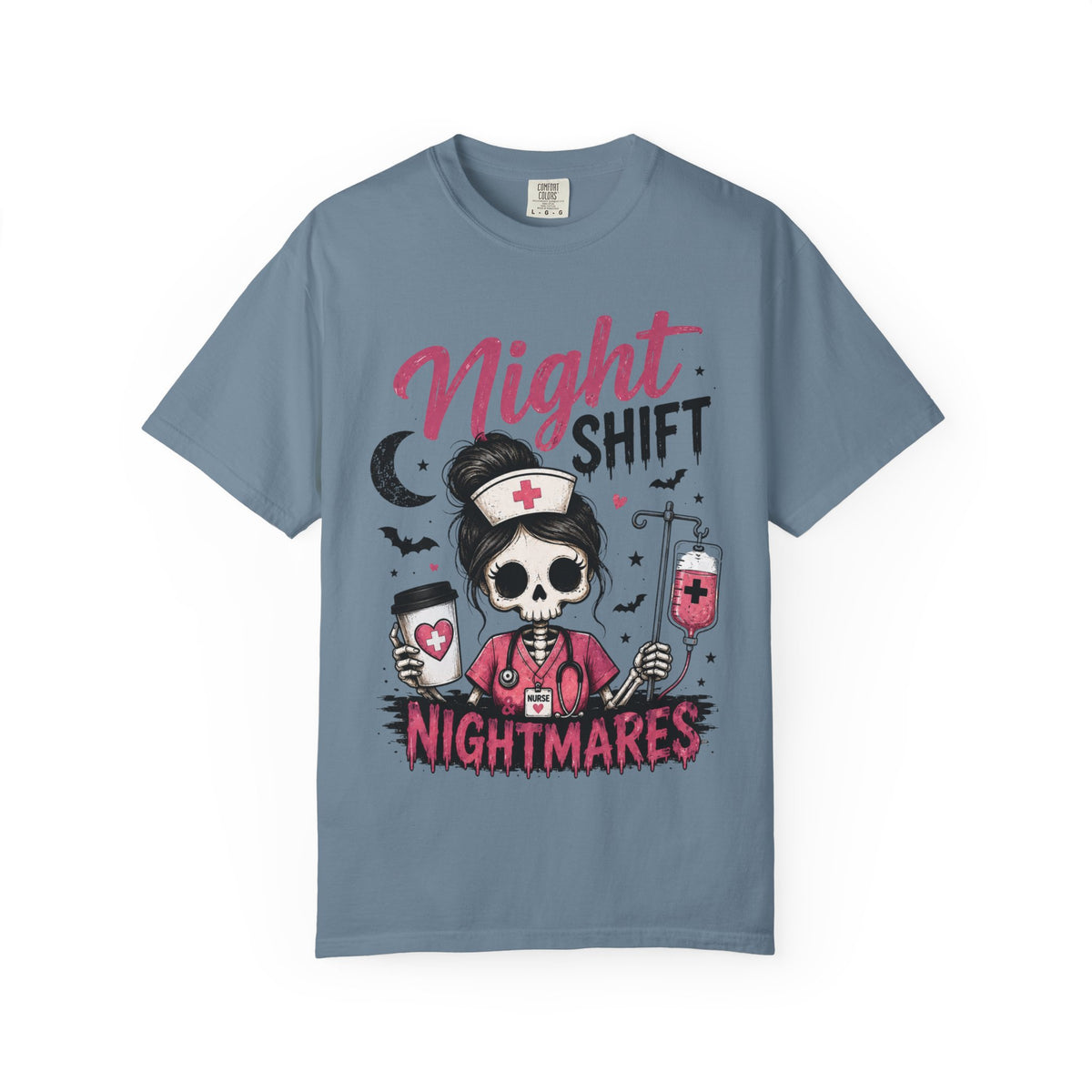 Night Shift Nightmares T-Shirt — Nurse Skull Horror Medical Staff Tee