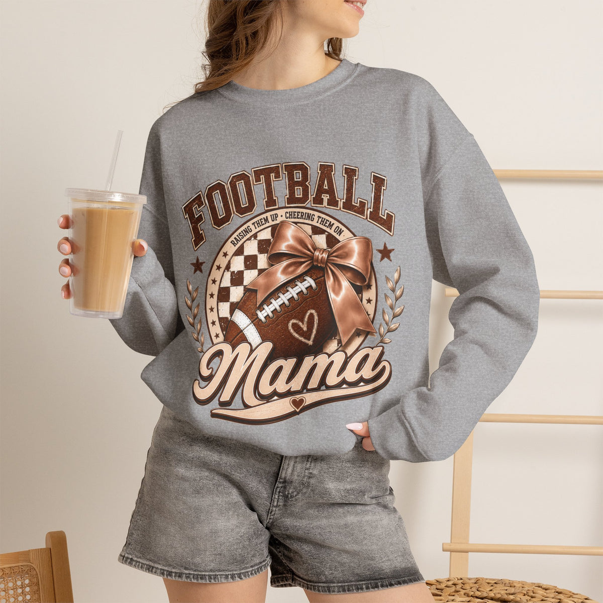 Football Mama Sweatshirt — Vintage Brown Football Mom Crewneck