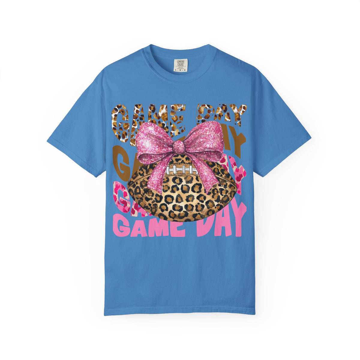 Game Day Leopard Football T-Shirt with Pink Glitter Bow