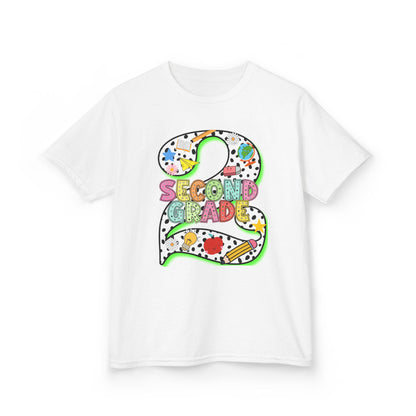 Kids 'Second Grade' Number 2 Colorful Art T‑Shirt — Back-to-School Gift