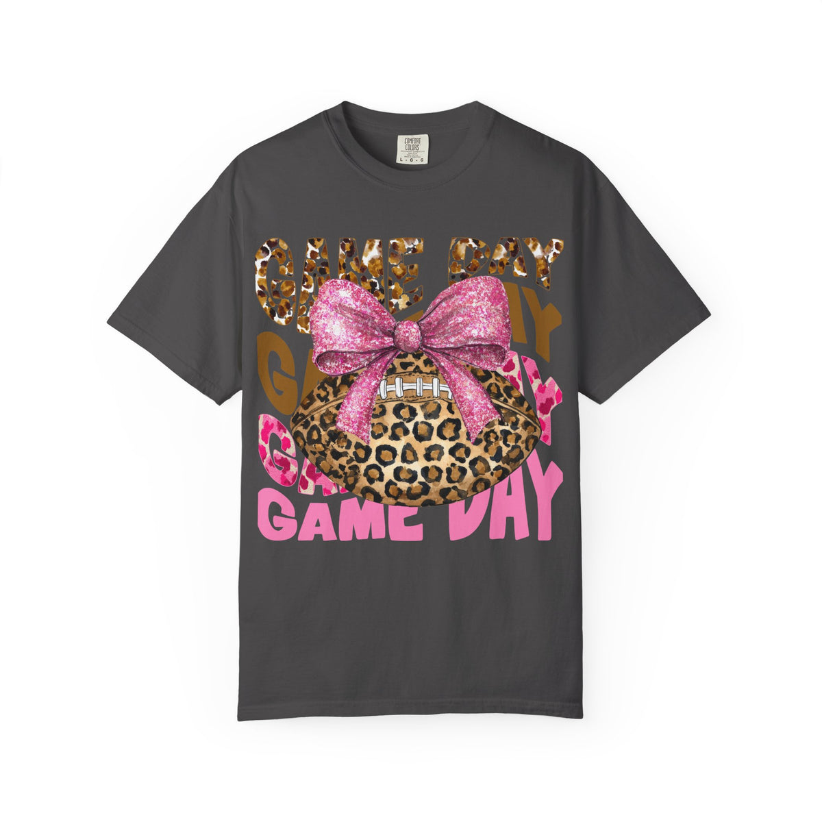Game Day Leopard Football T-Shirt with Pink Glitter Bow