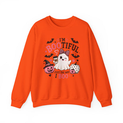 Halloween Sweatshirt — "I'm Bootiful Just the Way I Boo" Cute Ghost Pumpkin Design