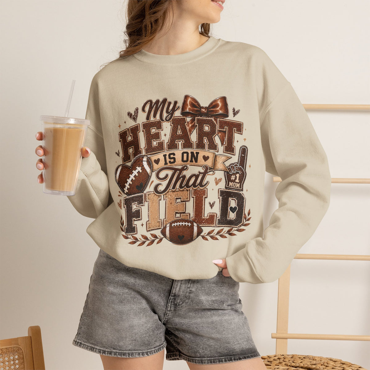 Football Crewneck Sweatshirt — “My Heart Is On That Field” Fan Pullover