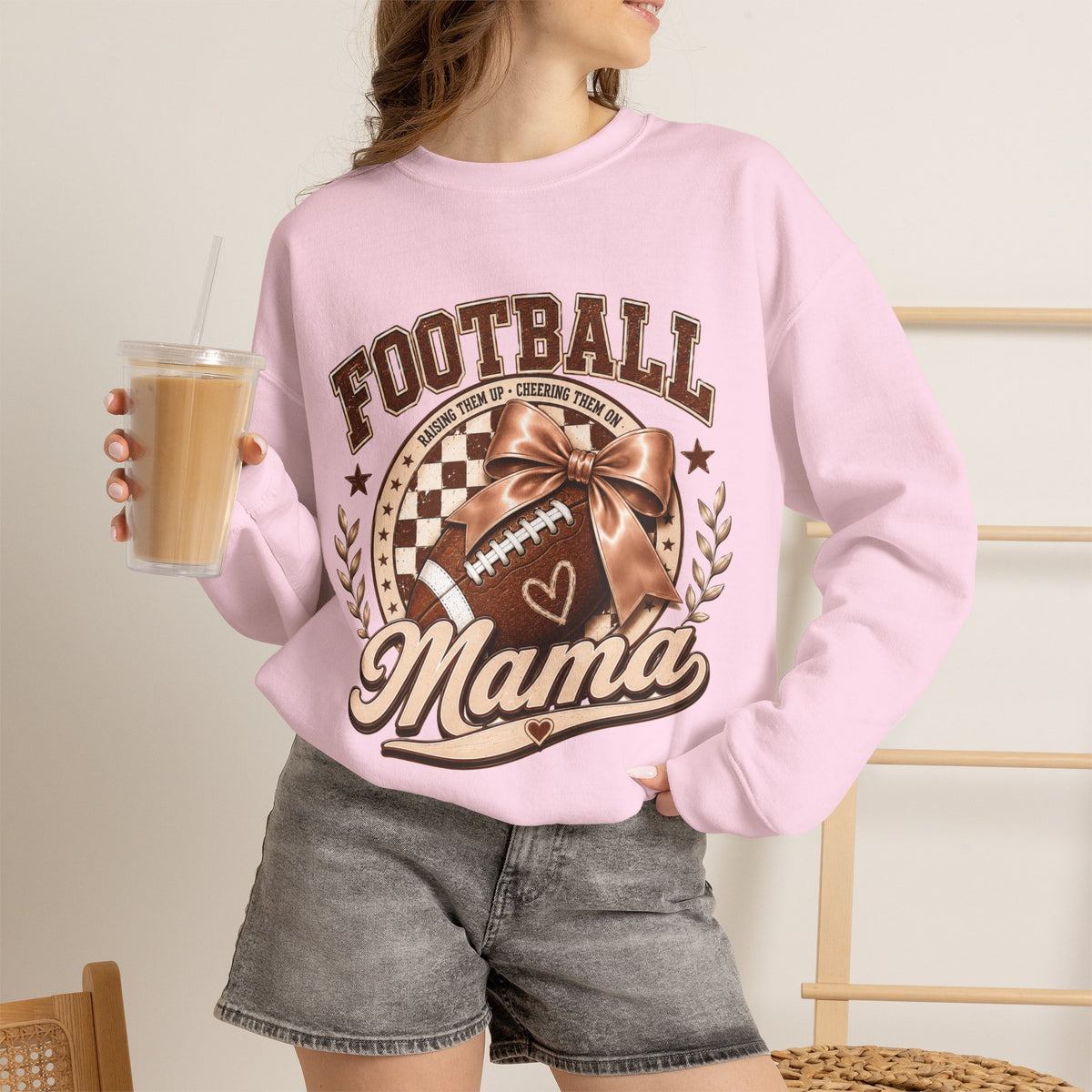 Football Mama Sweatshirt — Vintage Brown Football Mom Crewneck
