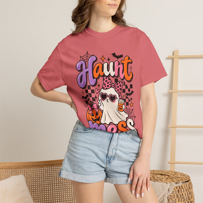 Haunt Mess Halloween T-Shirt — Cute Ghost, Pumpkin & Candy Design