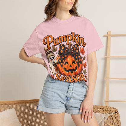 Pumpkin Season T-Shirt — Cute Jack-O’-Lantern & Ghost Fall Tee