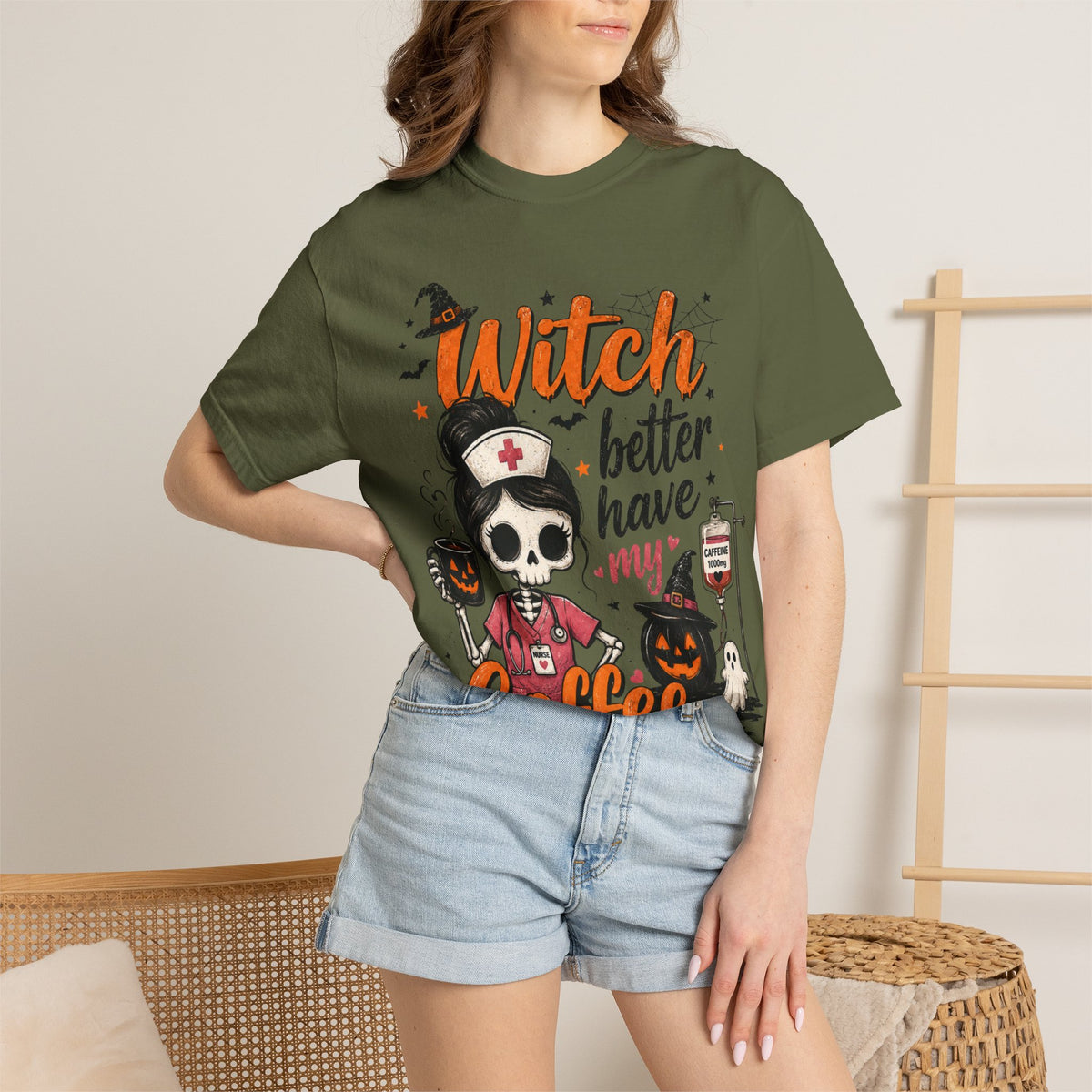 Witch Better Have My Coffee T‑Shirt — Halloween Nurse Skull Coffee Tee