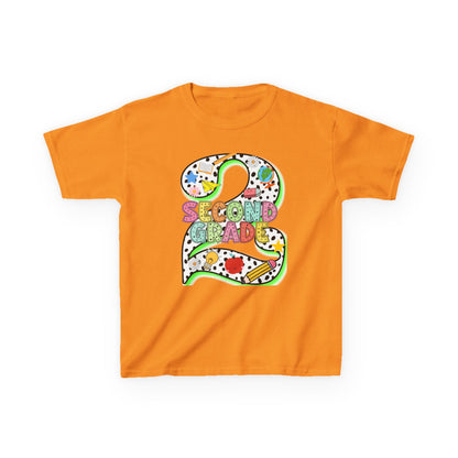 Kids 'Second Grade' Number 2 Colorful Art T‑Shirt — Back-to-School Gift