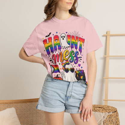 Haunt Mess Pride Halloween T-Shirt — Rainbow Ghost Graphic Tee