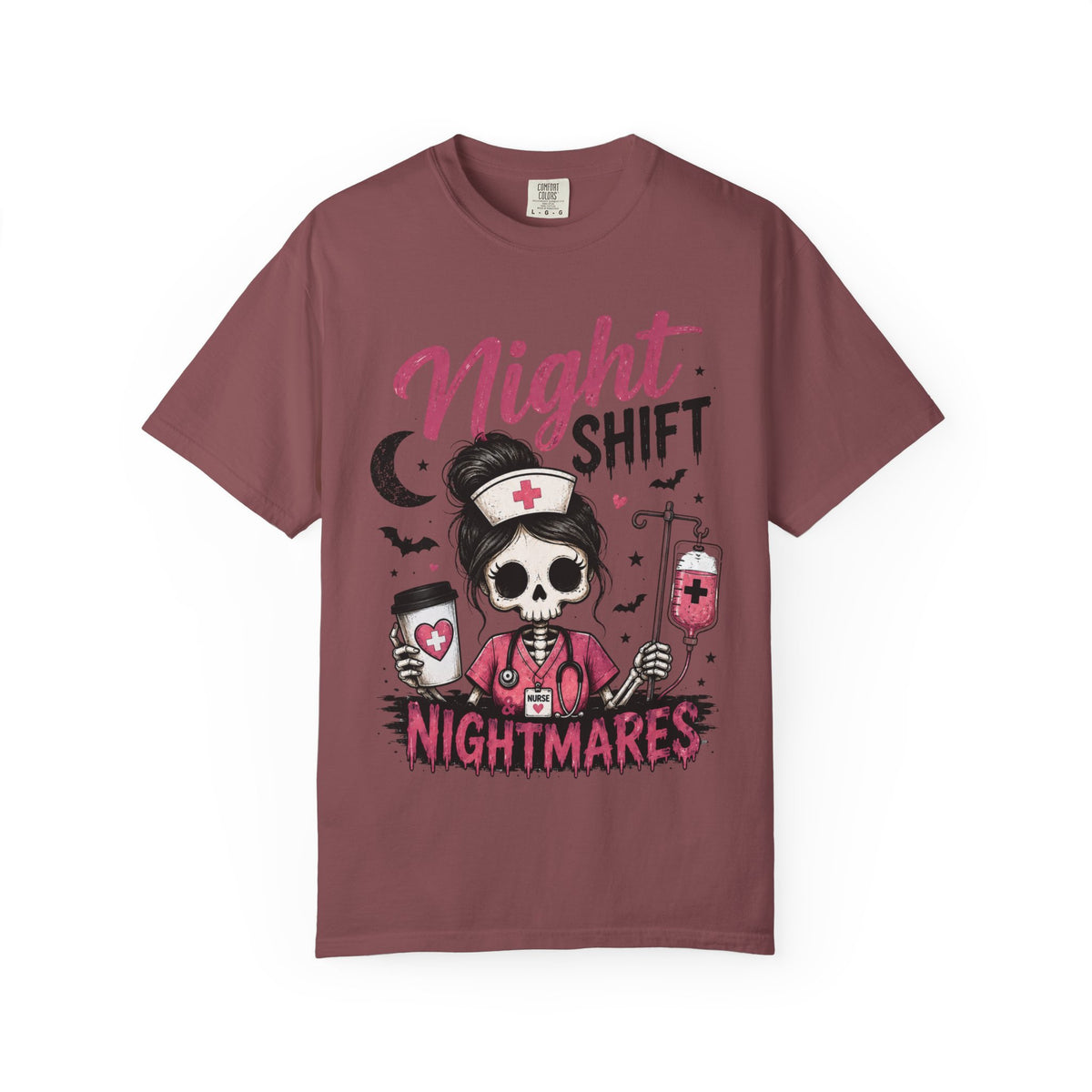 Night Shift Nightmares T-Shirt — Nurse Skull Horror Medical Staff Tee