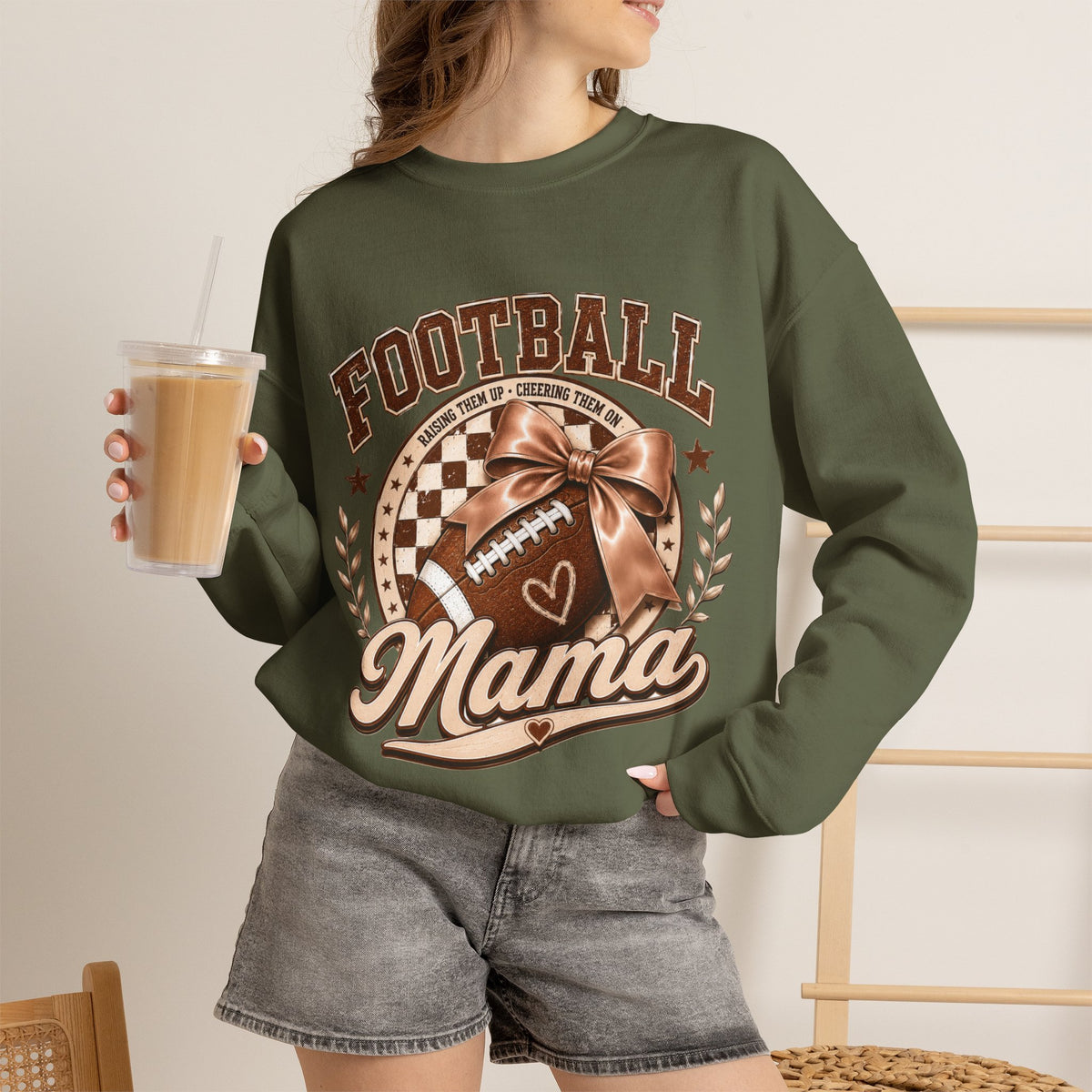 Football Mama Sweatshirt — Vintage Brown Football Mom Crewneck