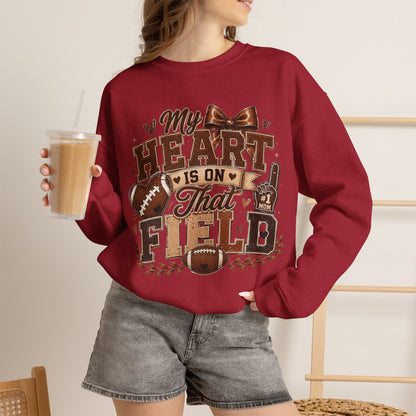 Football Mom Sweatshirt - "My Heart Is On That Field" Crewneck