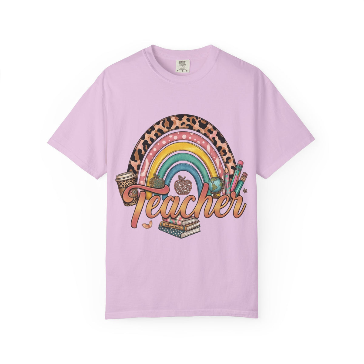 Teacher Rainbow Leopard Graphic T-Shirt — Cute Back-to-School Gift for Educators