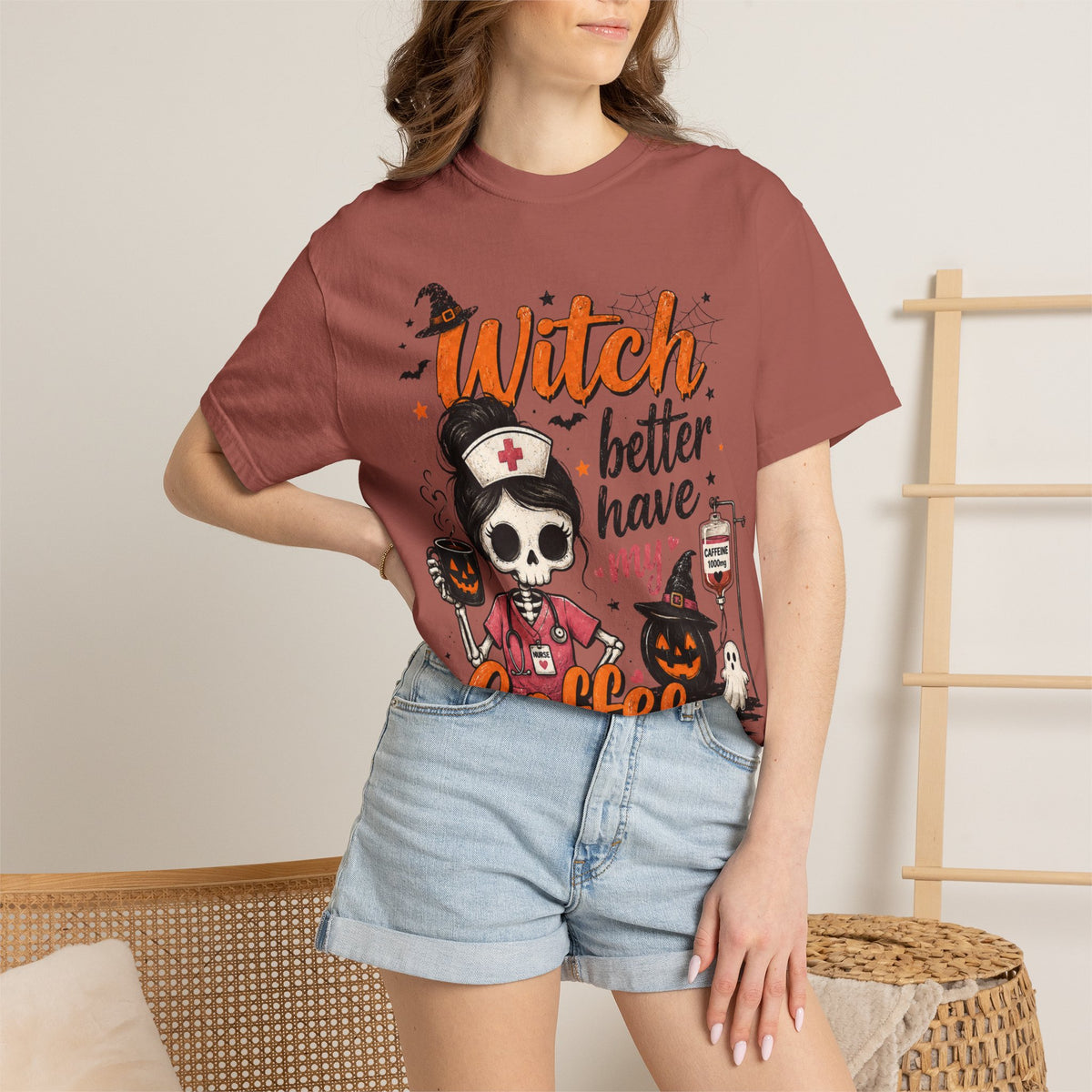 Witch Better Have My Coffee T‑Shirt — Halloween Nurse Skull Coffee Tee