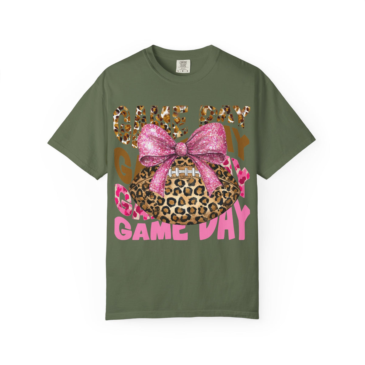 Game Day Leopard Football T-Shirt with Pink Glitter Bow