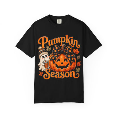 Pumpkin Season T-Shirt — Cute Jack-O’-Lantern & Ghost Fall Tee