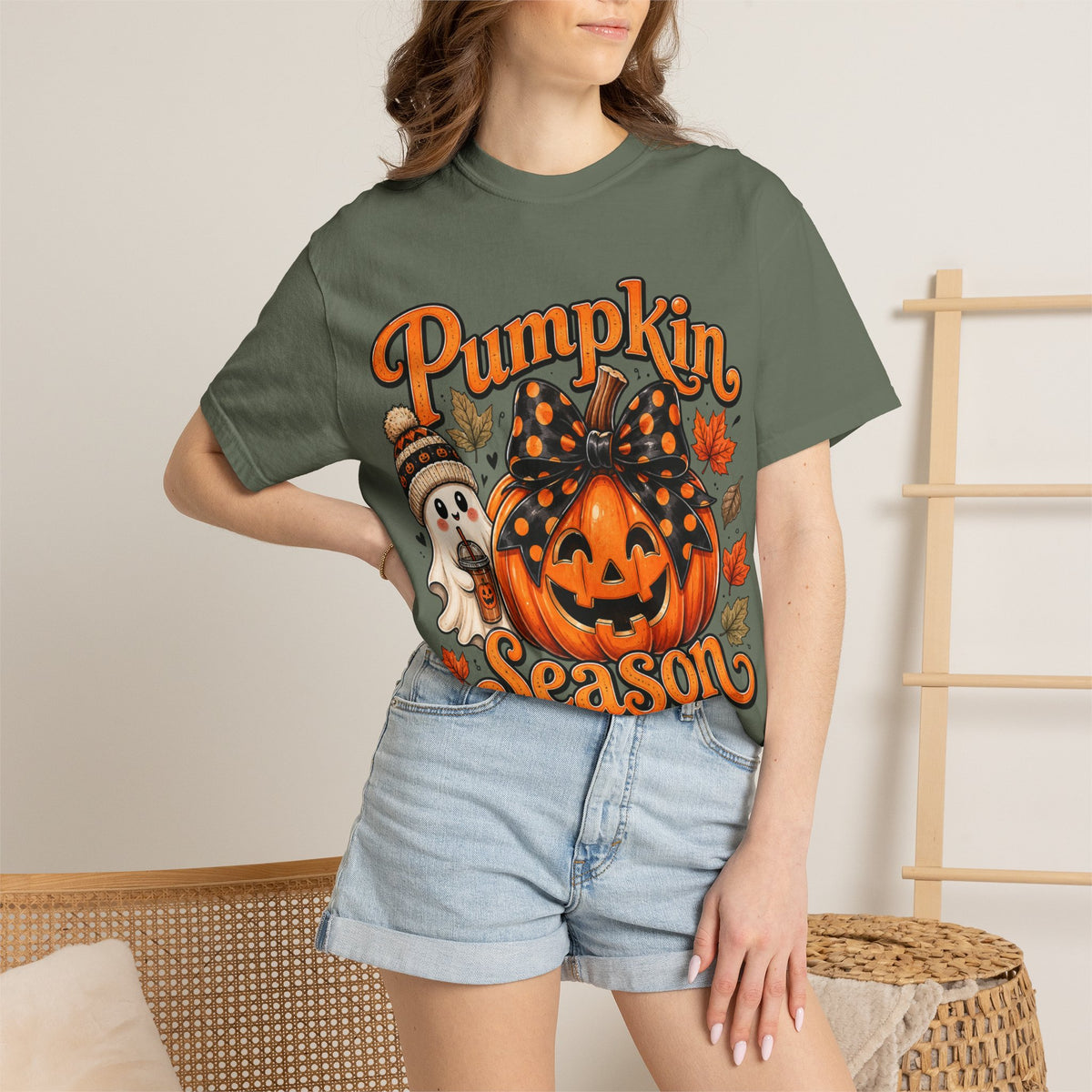 Pumpkin Season T-Shirt — Cute Jack-O’-Lantern & Ghost Fall Tee