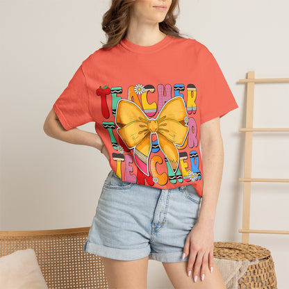 Teacher Bow T-Shirt — Colorful Retro Teacher Appreciation Tee