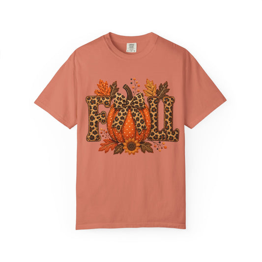 Fall Leopard Pumpkin T-Shirt — Autumn Leaves Graphic Tee