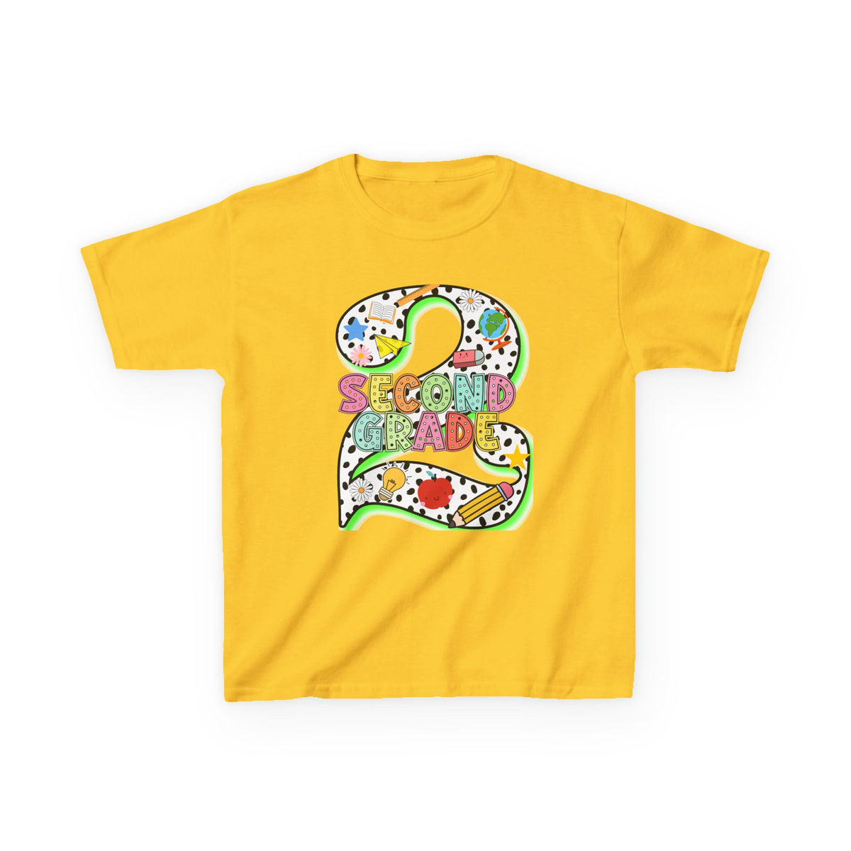 Kids 'Second Grade' Number 2 Colorful Art T‑Shirt — Back-to-School Gift