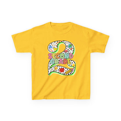 Kids 'Second Grade' Number 2 Colorful Art T‑Shirt — Back-to-School Gift