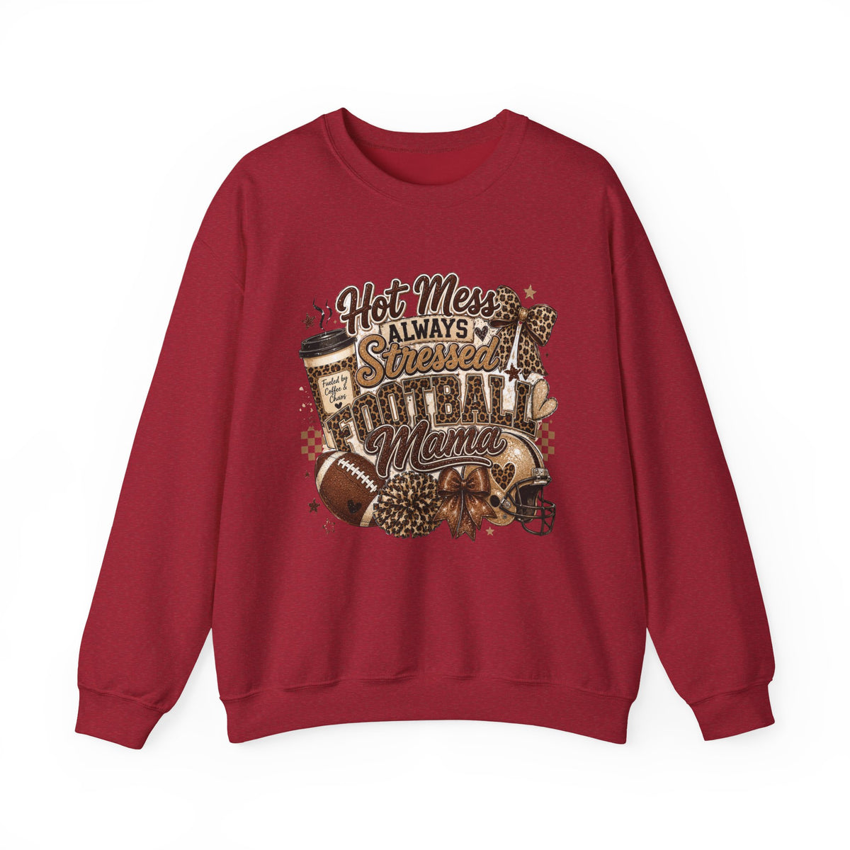 Football Mama Sweatshirt – "Hot Mess Always Stressed" Cozy Crewneck