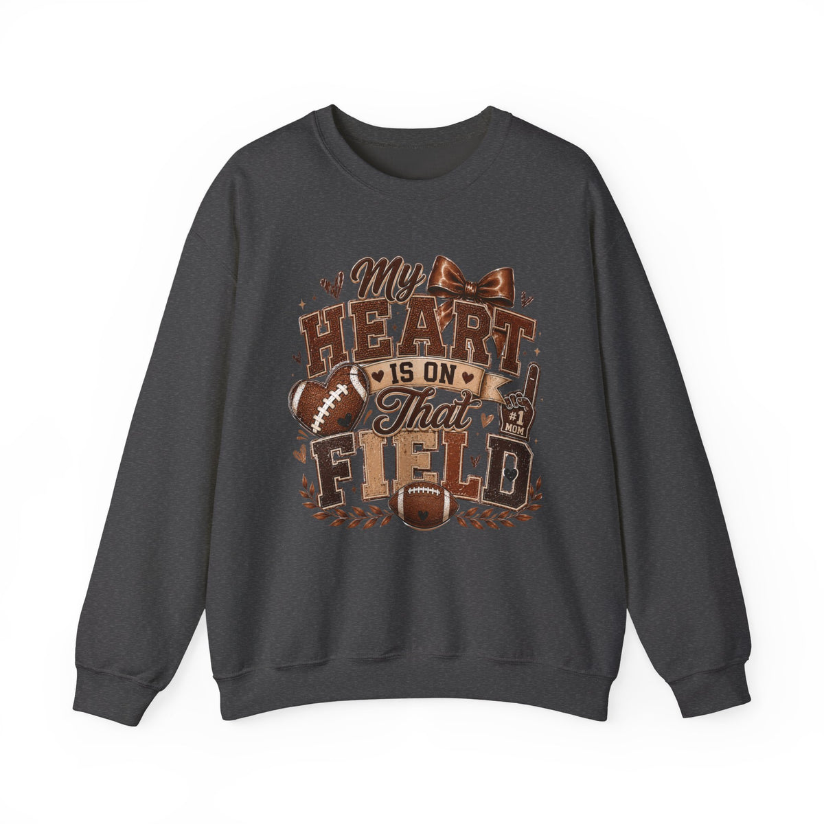 Football Mom Sweatshirt - "My Heart Is On That Field" Crewneck