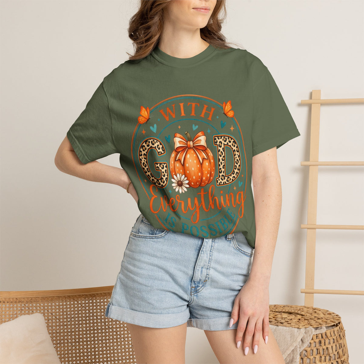 "With God Everything Is Possible" Pumpkin Fall T-Shirt