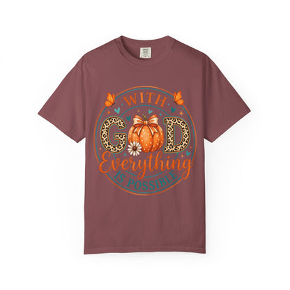 "With God Everything Is Possible" Pumpkin Fall T-Shirt