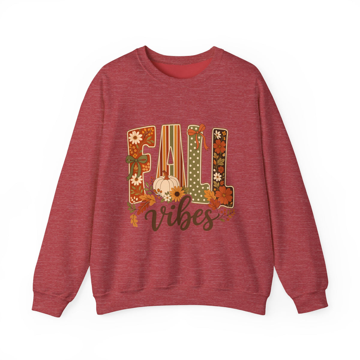 Fall Vibes Sweatshirt — Cozy Autumn Pumpkin Floral Crewneck