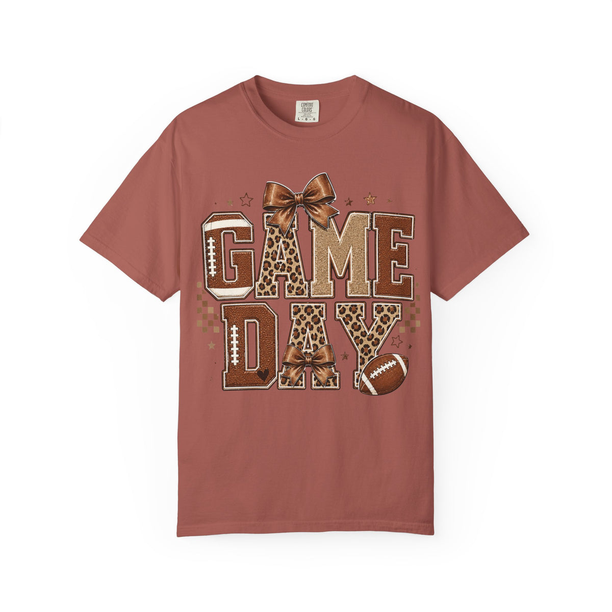 Game Day T-Shirt — Leopard Print Football Tee with Bow