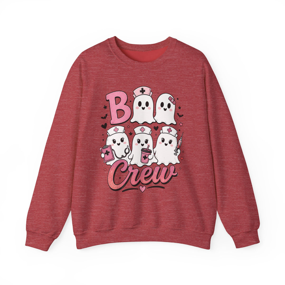 Boo Crew Sweatshirt — Cute Pink Ghost Nurse Halloween Crewneck