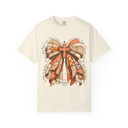 Christian Cross Bow T-Shirt — Faith-Inspired Ribbon Design (Psalm 16:5)