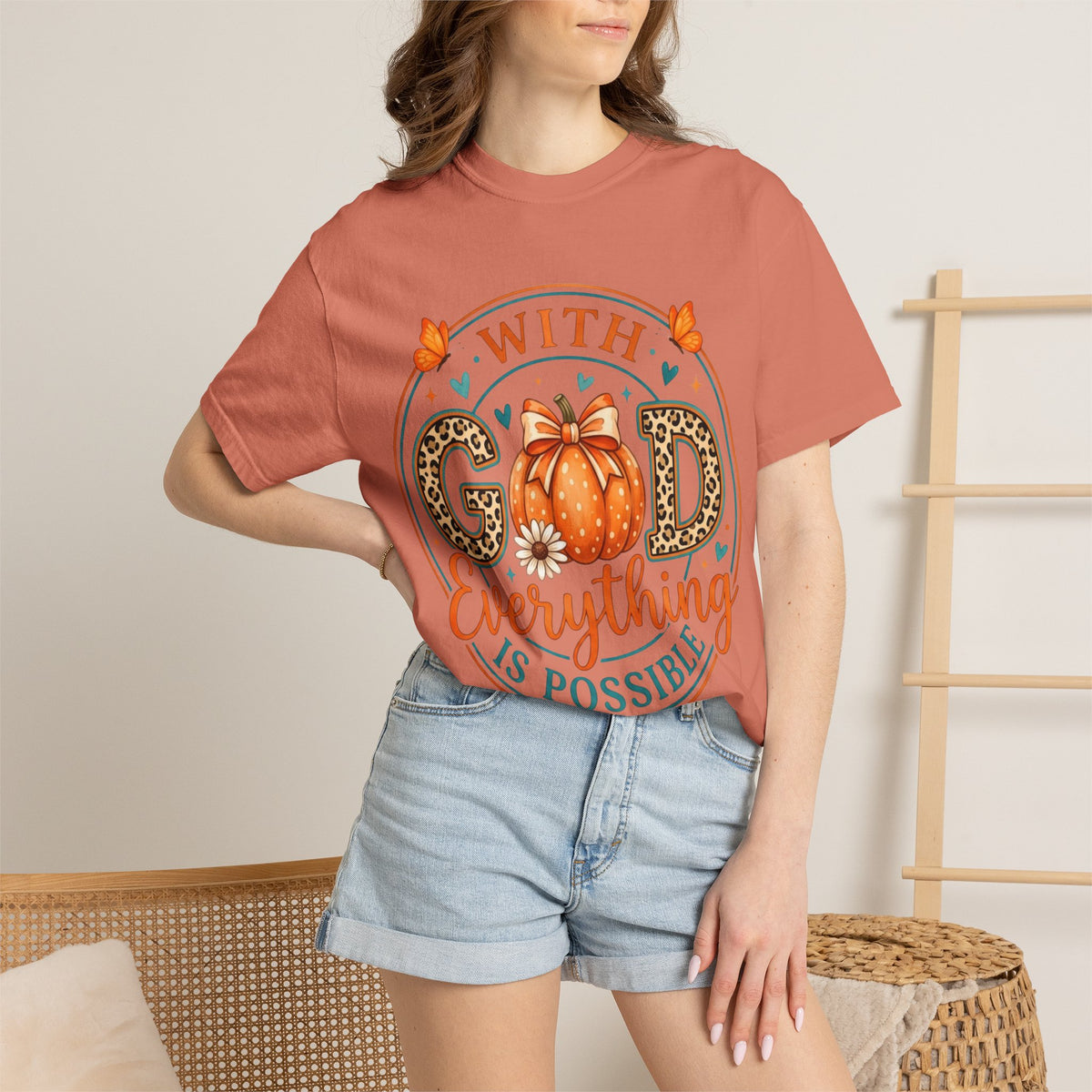 "With God Everything Is Possible" Pumpkin Fall T-Shirt